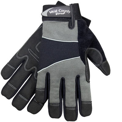 West County Multi-Purpose Men's Charcoal Gardening Work Gloves 013C Case of 6