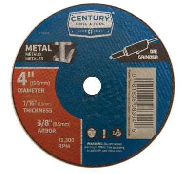 Century Drill and Tool 4 in x 1/16 in Metal Cutting Wheel 08304 Case of 5