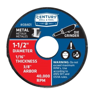 Century Drill & Tool 1-1/2 in. x 1/16 in. Metal Cutting Wheel 08401 Case of 6