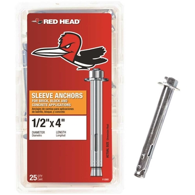 Red Head 11285 Sleeve Anchor 1/2" x 4" Hex Head