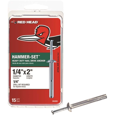 Red Head 35205 Hammer Set 1/4" x 2" Light Duty Anchor 15 pack