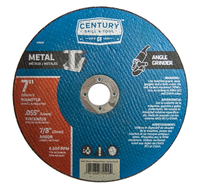 Century Drill & Tool 7 in. x .055 in. Thin Metal Cutting Wheel 75529 Case of 5