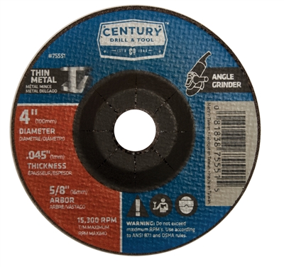 Century Drill & Tool 4 in. x .045 in. Depressed Center Metal Cutting Wheel 75551 Case of 5