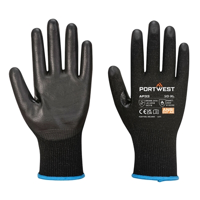 Portwest LR15 PU Touchscreen Glove PK12 Black AP33