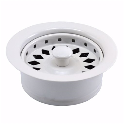 Jones Stephen Polar White Disposer Flange with Basket Strainer and Stopper, Boxed B03001B