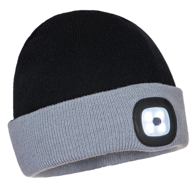 Portwest Two Tone LED Rechargeable Beanie Black/Gray B034