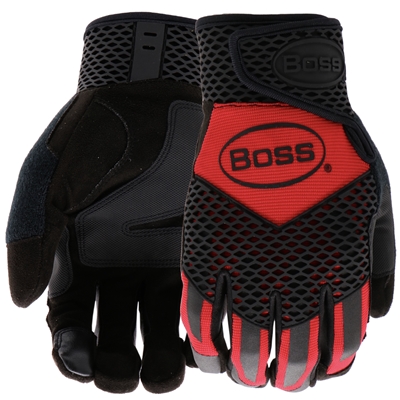 Boss Gloves Protect with Impact Protection and Ax Suede Glove Red B52061 Case of 12