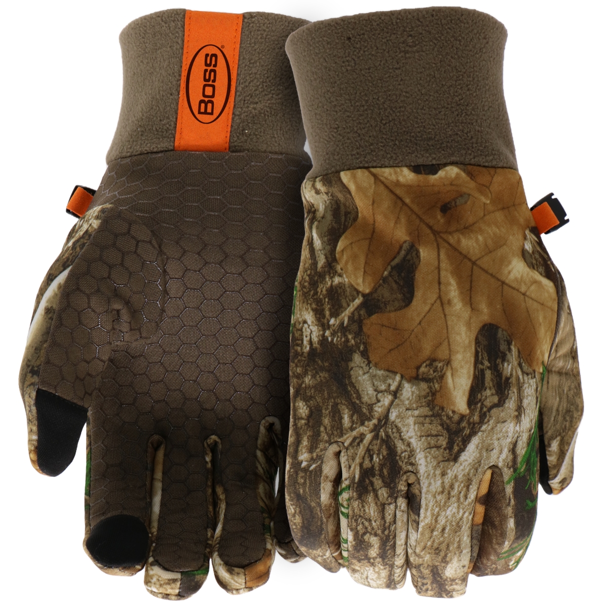 Boss Youth Utility High Visibility Realtree Synthetic Leather Safety  Gloves, Camouflage Design, Knuckle Padding, Hook and Loop Closure, Youth  Size