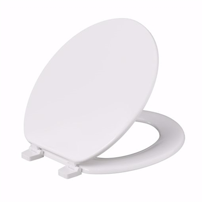 Jones Stephens White Deluxe Molded Wood Toilet Seat, Closed Front with Cover, Round C003WD00