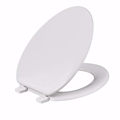 Jones Stephens White Deluxe Molded Wood Toilet Seat, Closed Front with Cover, Elongatedl C004WD00