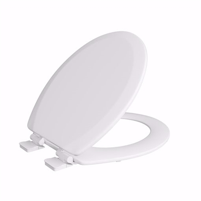 Jones Stephens White Deluxe Molded Wood Toilet Seat, Closed Front with Cover, Slow-Close and QuicKlean&reg; Hinges, Round C013WDS00