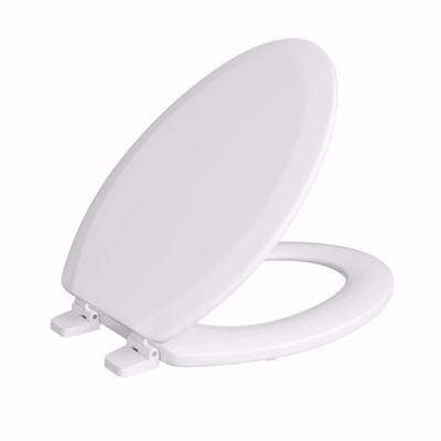 Jones Stephens White Deluxe Molded Wood Toilet Seat, Closed Front with Cover, Elongated C014WD00