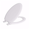 Jones Stephens White Deluxe Molded Wood Toilet Seat, Closed Front with Cover, Slow-Close and QuicKlean&reg; Hinges, Elongated C014WDS00