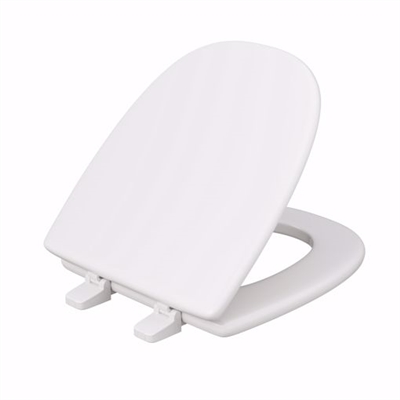 Jones Stephens White Square Front Wood Toilet Seat, Closed Front with Cover to fit Eljer&reg; Emblem, Round C049WD00