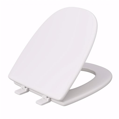 Jones Stephens White Square Front Wood Toilet Seat, Closed Front with Cover to fit Eljer&reg; Emblem, Elongated C050WD00