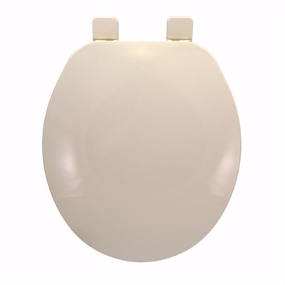 Jones Stephens Builder Grade Plastic Toilet Seat, Biscuit, Round Closed Front with Cover C101002