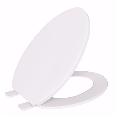 Jones Stephens White Standard Plastic Toilet Seat, Closed Front with Cover, Elongated C101100