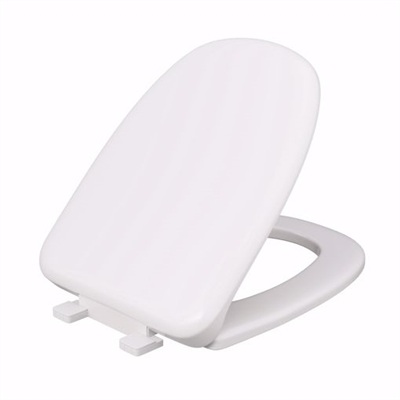 Jones Stephens White Square Front Plastic Toilet Seat, Closed Front with Cover to fit Eljer&reg; Emblem, Slow-Close, Elongated C1050S00