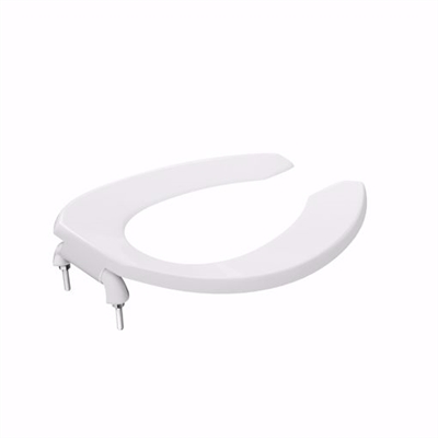 Jones Stephens White Plastic Toilet Seat, Open Front less Cover, Check Hinges, Elongated C106C00