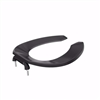 Jones Stephens Black Plastic Toilet Seat, Open Front less Cover, Check Hinges, Elongated C106C90