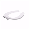 Jones Stephens White Premium Plastic Toilet Seat, Open Front less Cover, Slow-Close Self-Sustaining Check Hinges, Elongated C106CEZ00