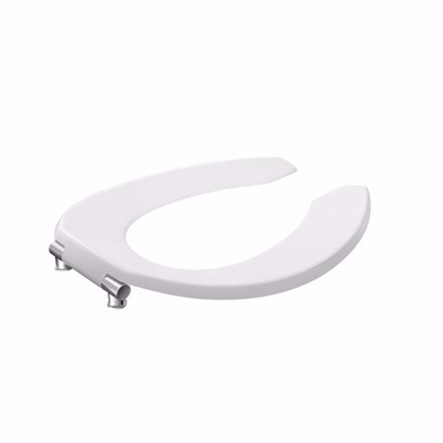 Jones Stephens White Premium Plastic Toilet Seat, Open Front less Cover, Slow-Close Self-Sustaining Check Hinges, Elongated C106CEZ00