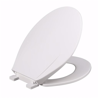 Jones Stephens White Plastic Toilet Seat, Closed Front with Cover, Slow-Close Hinges, Elongated C1107S00