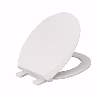 Jones Stephens White Premium Plastic Toilet Seat, Closed Front with Cover, Slow-Close and QuicKlean&reg; Hinges, Round C1606S00