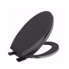 Jones Stephens Black Premium Plastic Toilet Seat, Closed Front with Cover, Slow-Close and QuicKlean&reg; Hinges, Elongated C2200S90