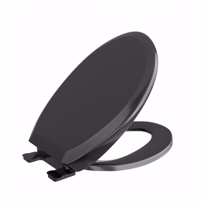 Jones Stephens Black Premium Plastic Toilet Seat, Closed Front with Cover, Slow-Close and QuicKlean&reg; Hinges, Elongated C2200S90