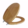 Jones Stephens Natural Oak Designer Wood Toilet Seat with Piano Finish, Closed Front with Cover, Chrome Hinges, Round C2B1R17CH