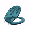 Jones Stephens Aquarium Designer Acrylic Toilet Seat, Closed Front with Cover, Chrome Hinges, Round C2B6R9AQCH