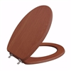 Jones Stephens Cherry Designer Wood Toilet Seat, Closed Front with Cover, Brushed Nickel Hinges, Elongated C3B2E115BN