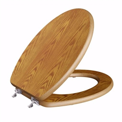 Jones Stephens Oak Designer Wood Toilet Seat, Closed Front with Cover, Brushed Nickel Hinges, Elongated C3B2E118BN