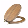 Jones Stephens Oak Designer Wood Toilet Seat, Closed Front with Cover, Chrome Hinges, Round C3B2R118CH