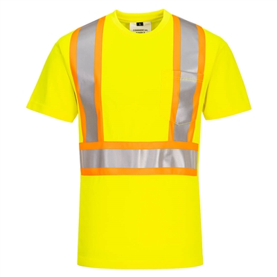 Portwest Hi-Vis X Back Contrast Tape T-Shirt S/S Yellow CA110YER