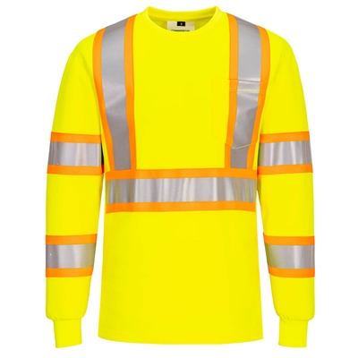 Portwest Hi-Vis X Back Contrast Tape T-Shirt L/S Yellow CA111YER