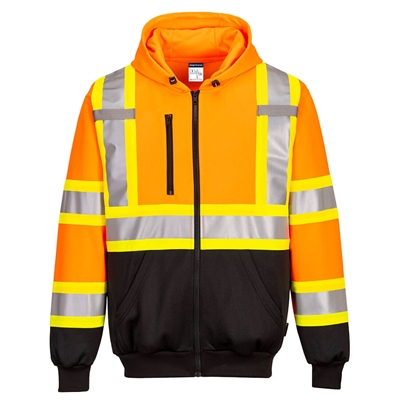 Portwest Hi-Vis X Back Contrast Tape Hoodie Orange CA170ORR