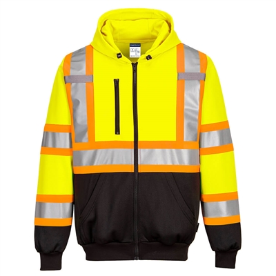 Portwest Hi-Vis X Back Contrast Tape Hoodie Yellow CA170YER