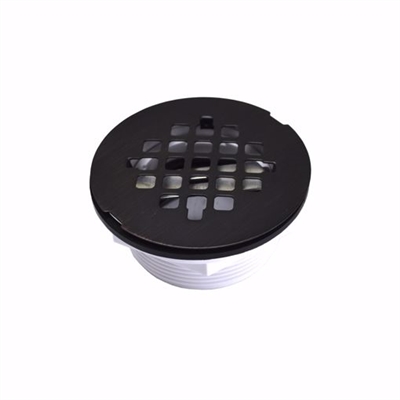 Jones Stephens 2 inch No Caulk Shower Stall Drain with Plastic Body and Oil Rubbed Bronze Strainer D4010RB