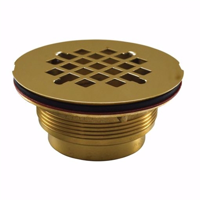 Jones Stephens 2 inch IPS Shower Stall Drain with Polished Brass Strainer D40203