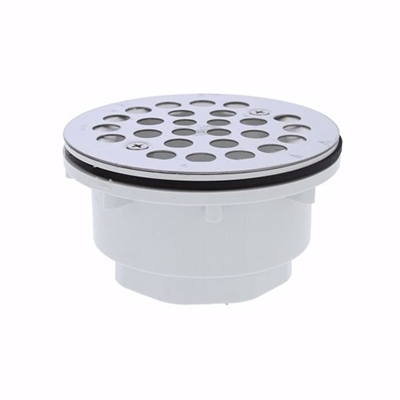 Jones Stephens 2 inch PVC Shower Stall Drain with Receptor Base and Stainless Steel Strainer D41001