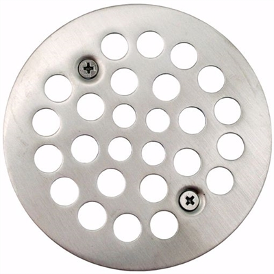 Jones Stephens Brushed Nickel 4-1/4 inch Strainer with Screws for Fiberglass Shower Stall D4110BN