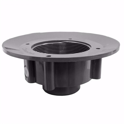 Jones Stephens 2" x 3" PVC Heavy Duty Drain Base with Clamping Ring and Primer Tap for 3-1/2" Spud D49801