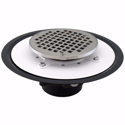 Jones Stephens 3 inch Heavy Duty PVC Drain Base with 3-1/2 inch Metal Spud and 6 inch Chrome Plated Strainer D50005