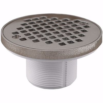 Jones Stephens 2 inch IPS Plastic Spud with 4 inch Chrome Plated Round Strainer with Ring D50988