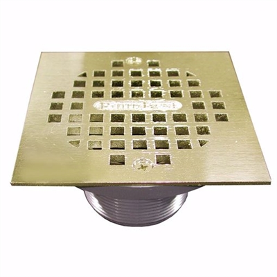 Jones Stephens 2 inch IPS Plastic Spud with 4 inch Polished Brass Square Strainer D50990