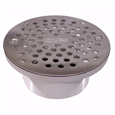 Jones Stephens 4" PVC IPS Plastic Spud with 6" Stainless Steel Round Strainer D56107