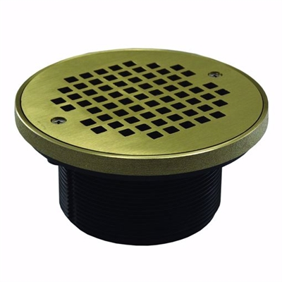 Jones Stephens 4â€ ABS Spud with 6-1/8â€ Nickel Bronze Strainer and Grout Ring D57409