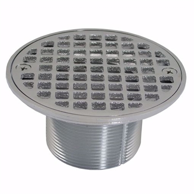 Jones Stephens 2 inch IPS Metal Spud with 4 inch Chrome Plated Round Cast Strainer D60981